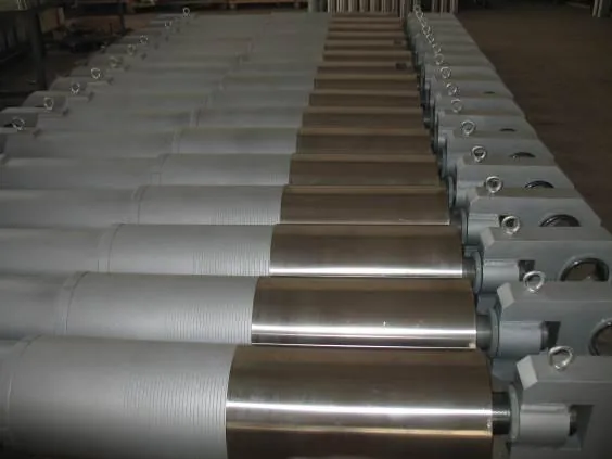 Batch of long cylindrical damping units in the factory