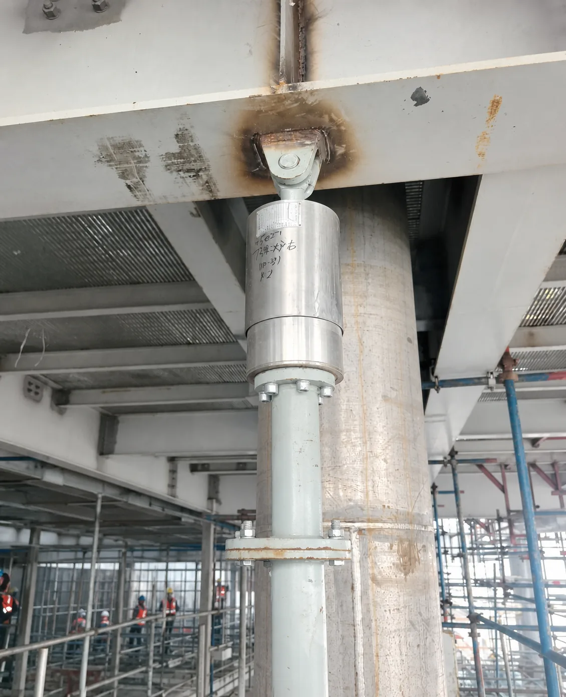 Stainless damping unit installed vertically in an anonymized coal power facility