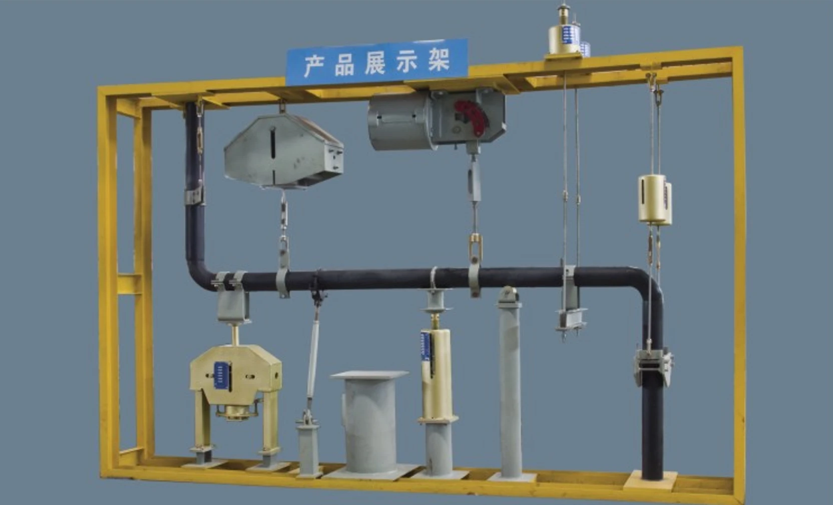 Pipe support demonstration rack at the manufacturing base