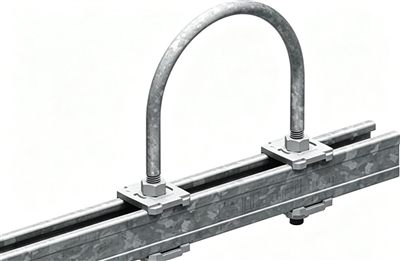 Hot-dip galvanized U-bolt on strut channel
